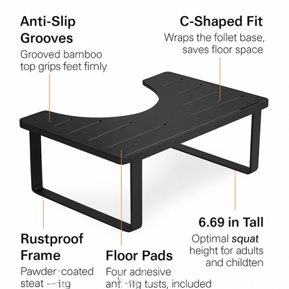 Wooden Metal Potty Stool for Adults and Children