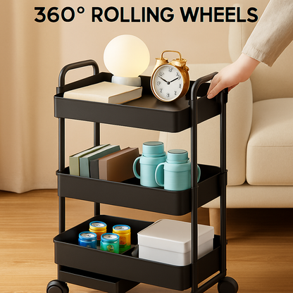 3 Tier Rolling Utility Cart with Wheels for Home Use