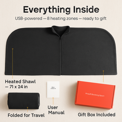 77x24In USB Heated Shawl with Teasel Wearable Heating Blanket Electric Throw Wrap Indoor Outdoor with Zipper 3 Heating Levels Machine Washable for Out