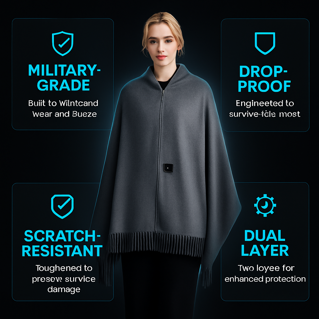 77x24In USB Heated Shawl with Teasel Wearable Heating Blanket Electric Throw Wrap Indoor Outdoor with Zipper 3 Heating Levels Machine Washable for Out