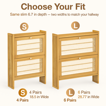 2-Tier Bamboo Shoe Cabinet with Flip Drawers