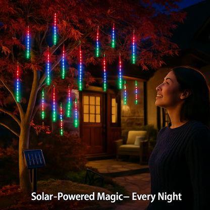 Meteor Shower Solar String Lights for Outdoor Decor