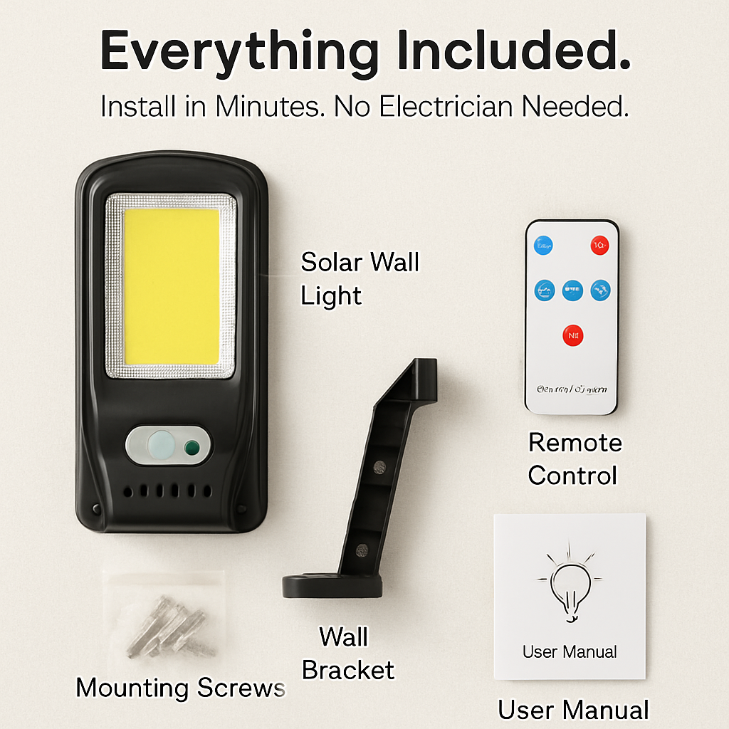 Solar Powered Motion Sensor Wall Light 300W