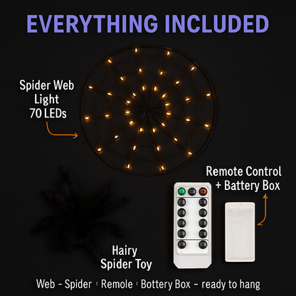 Spider Web Light with Hairy Spider - 3.28ft Decor