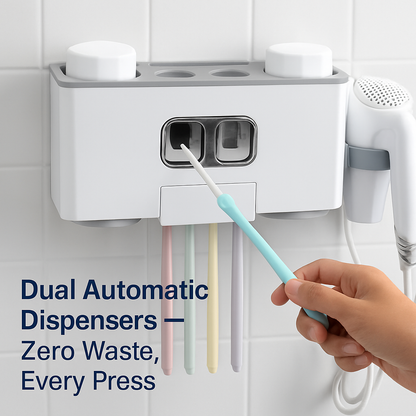 Toothbrush Holder Rack with Toothpaste Dispensers & Cups