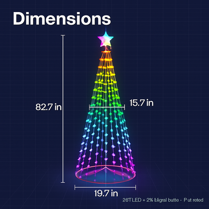 LED Smart Christmas Cone Tree Outdoor Lighted Christmas Tree Light with App Control Remote Control IP44 Waterproof Timer 210 Modes for Indoor Outside