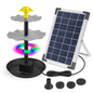 3-Tier Solar Bird Bath Fountain Solar Powered Water Pump Waterfall Feature with Colorful Light 3 Nozzles 6W Solar Panel for Bird Bath Patio Yard Pond