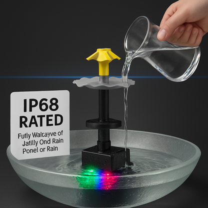 3-Tier Solar Bird Bath Fountain Solar Powered Water Pump Waterfall Feature with Colorful Light 3 Nozzles 6W Solar Panel for Bird Bath Patio Yard Pond
