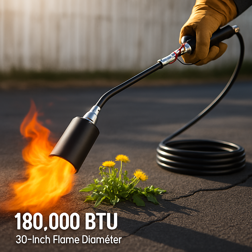 180,000 BTU Propane Weed Torch Heavy Duty Weed Burner Flame Weeder with 10FT Hose Piezo Ignition Adjustable Flame Control for Weeds Ice Snow Asphalt F