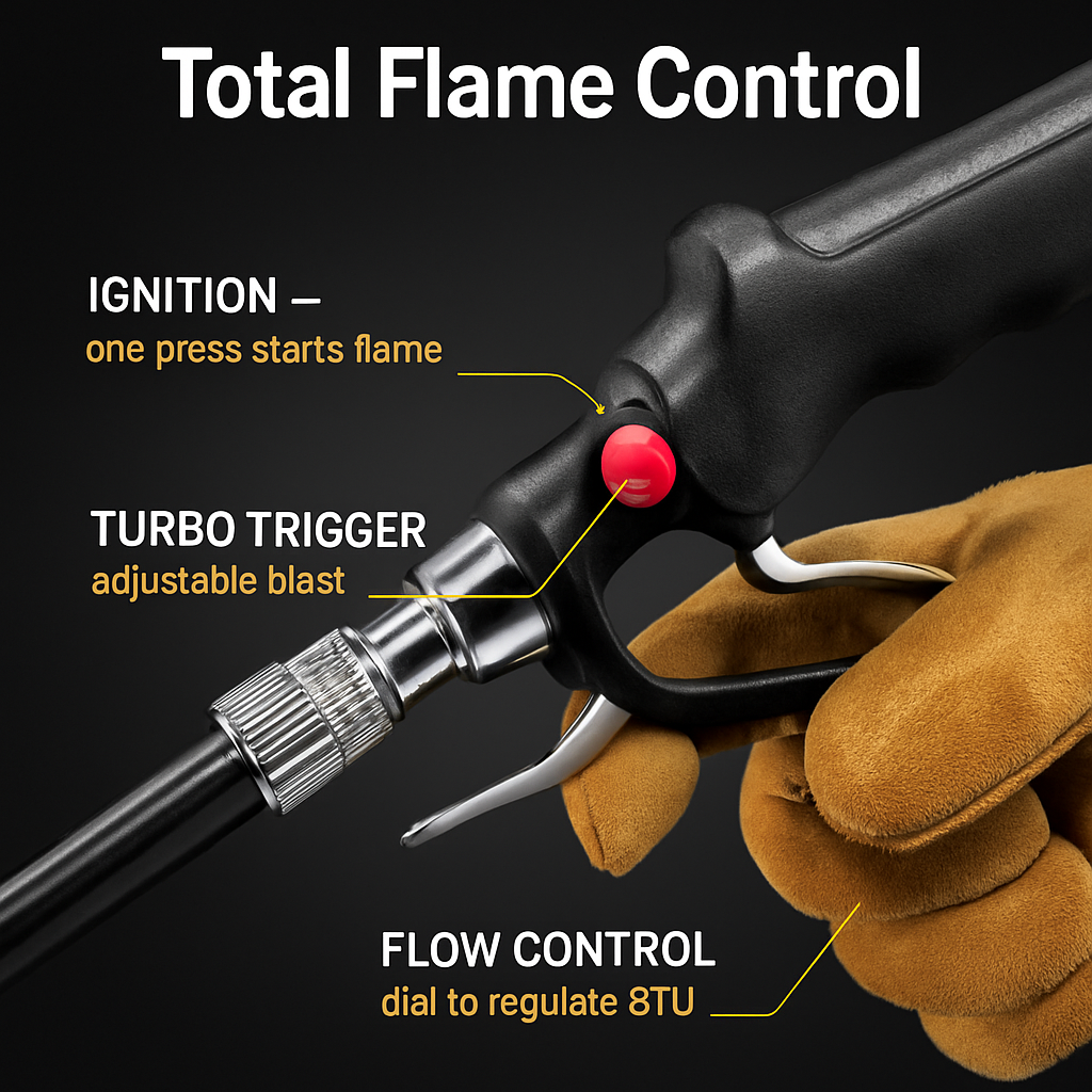 180,000 BTU Propane Weed Torch Heavy Duty Weed Burner Flame Weeder with 10FT Hose Piezo Ignition Adjustable Flame Control for Weeds Ice Snow Asphalt F