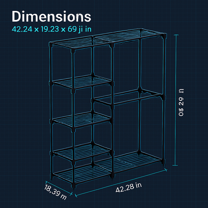 Metal Closet Deluxe Double Rod Freestanding Organizer