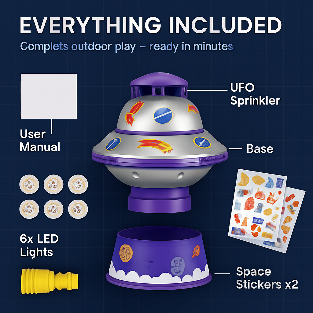 UFO Water Sprinkler with LED Lights Toy Outdoor