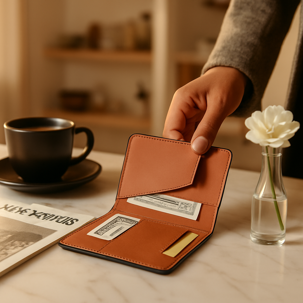 Unisex PU Leather Wallet RFID Blocking Slim Bifold Credit Card Holder with Money Clip