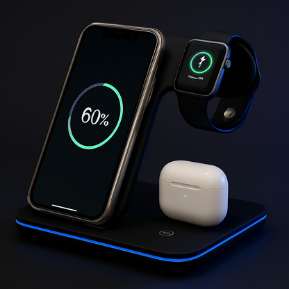 3-in-1 Wireless Charger Stand with 15W Fast Charging