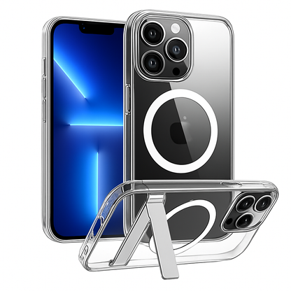 Metal Kickstand Clear Case for iPhone – MagSafe Ready