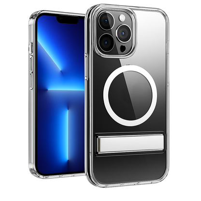 Metal Kickstand Clear Case for iPhone – MagSafe Ready