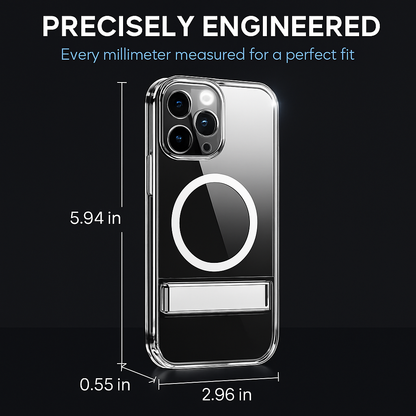 Metal Kickstand Clear Case for iPhone – MagSafe Ready