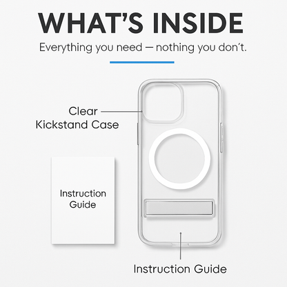 Metal Kickstand Clear Case for iPhone – MagSafe Ready