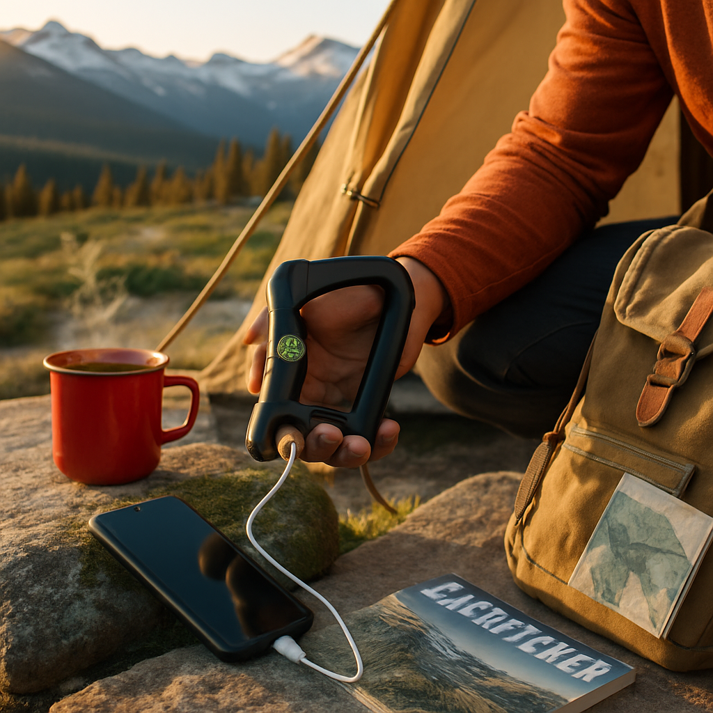 2200mAh Power Bank w/Emergency Flashlight Compass Carabiner-Shaped Hiking Camping Use