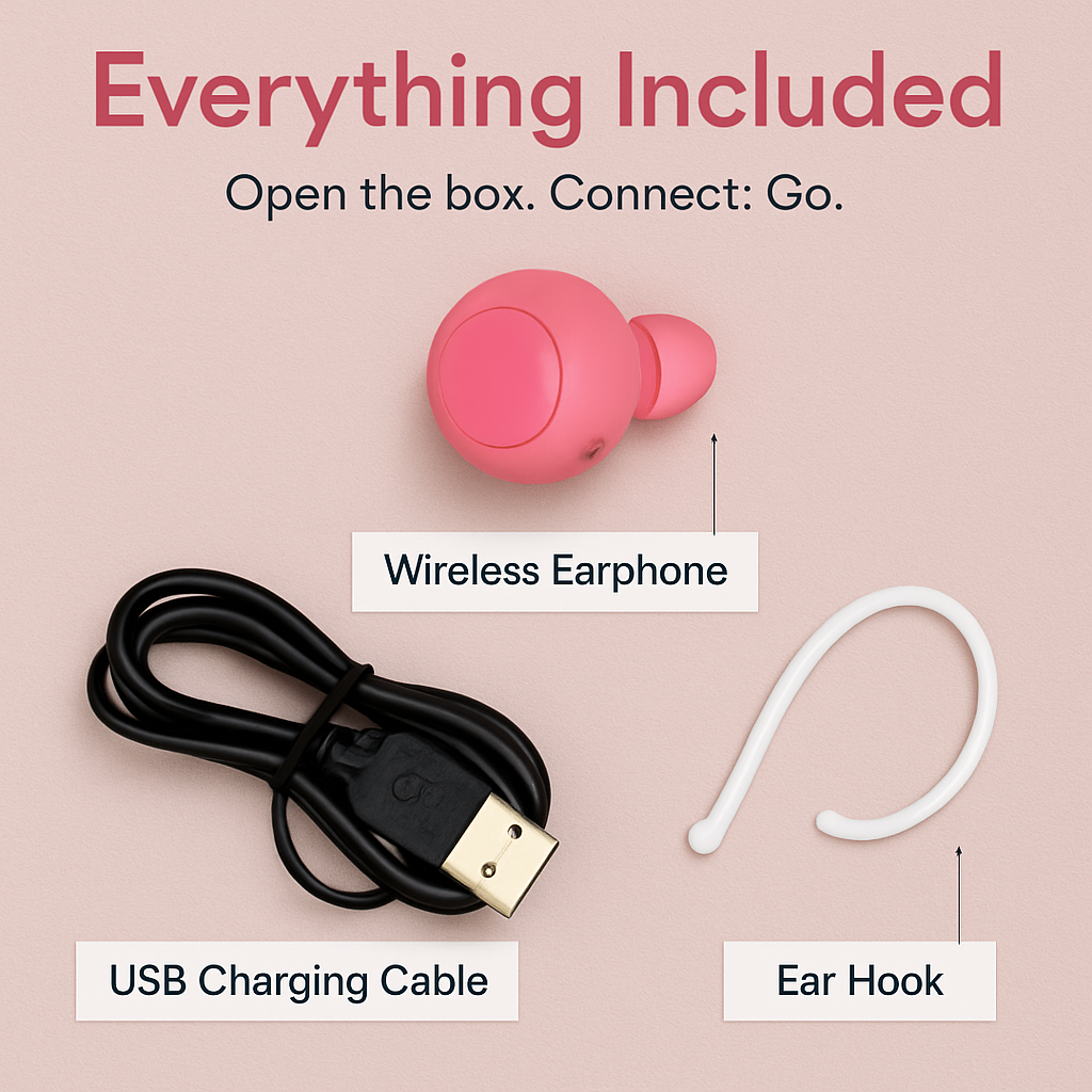 Mini Stereo Wireless Headset Pink Color for Hands-Free Calls