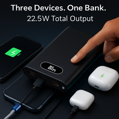20000Mah Power Bank Portable Charger External Battery Pack 22.5W Super Fast Charging with LED Display Flashlight Fit for iPhone Samsung