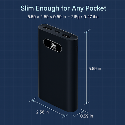 20000Mah Power Bank Portable Charger External Battery Pack 22.5W Super Fast Charging with LED Display Flashlight Fit for iPhone Samsung