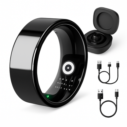 Smart Ring Health Tracker Fitness/Sleep/Stress/HRV Tracker with Charging Case Magnetic Charging Cable for Women & Men Compatible with iOS & Android 7-