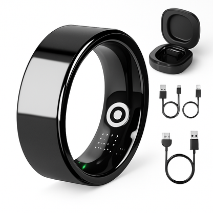 Smart Ring Health Tracker Fitness/Sleep/Stress/HRV Tracker with Charging Case Magnetic Charging Cable for Women & Men Compatible with iOS & Android 7-