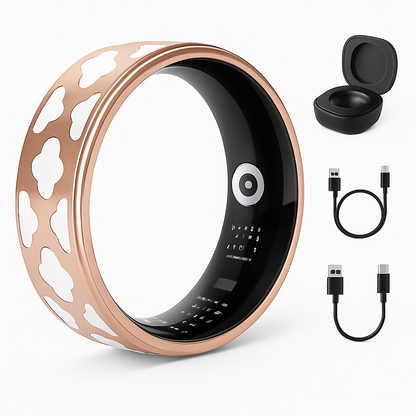 Smart Ring Health Tracker Fitness/Sleep/Stress/HRV Tracker with Charging Case Magnetic Charging Cable for Women & Men Compatible with iOS & Android 7-