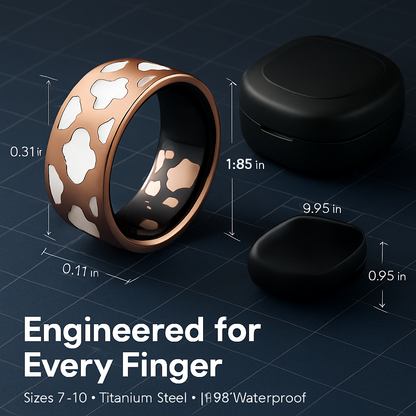 Smart Ring Health Tracker Fitness/Sleep/Stress/HRV Tracker with Charging Case Magnetic Charging Cable for Women & Men Compatible with iOS & Android 7-