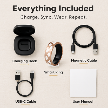 Smart Ring Health Tracker Fitness/Sleep/Stress/HRV Tracker with Charging Case Magnetic Charging Cable for Women & Men Compatible with iOS & Android 7-