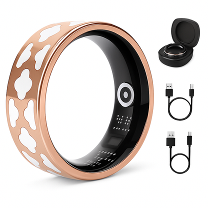 Smart Ring Health Tracker Fitness/Sleep/Stress/HRV Tracker with Charging Case Magnetic Charging Cable for Women & Men Compatible with iOS & Android 7-