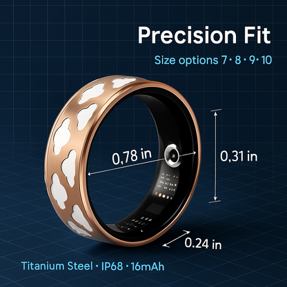 Smart Ring Health Tracker Fitness/Sleep/Stress/HRV Tracker with Charging Case Magnetic Charging Cable for Women & Men Compatible with iOS & Android 7-