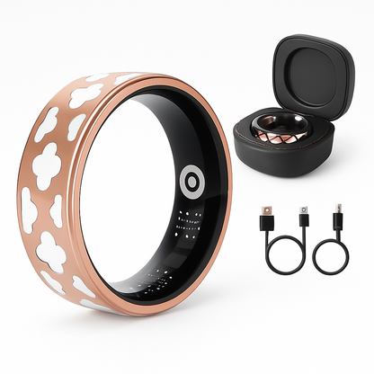 Smart Ring Health Tracker Fitness/Sleep/Stress/HRV Tracker with Charging Case Magnetic Charging Cable for Women & Men Compatible with iOS & Android 7-