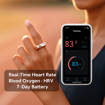 Smart Ring Health Tracker Fitness/Sleep/Stress/HRV Tracker with Charging Case Magnetic Charging Cable for Women & Men Compatible with iOS & Android 7-