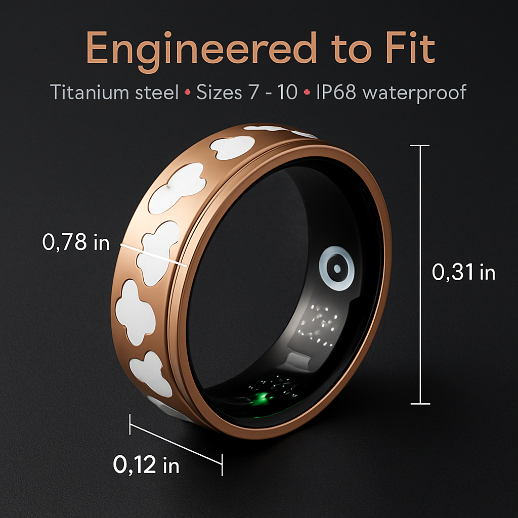 Smart Ring Health Tracker Fitness/Sleep/Stress/HRV Tracker with Charging Case Magnetic Charging Cable for Women & Men Compatible with iOS & Android 7-