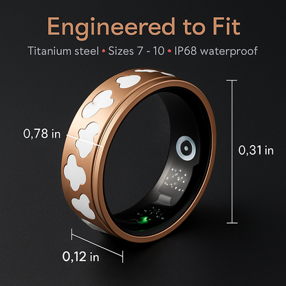 Smart Ring Health Tracker Fitness/Sleep/Stress/HRV Tracker with Charging Case Magnetic Charging Cable for Women & Men Compatible with iOS & Android 7-