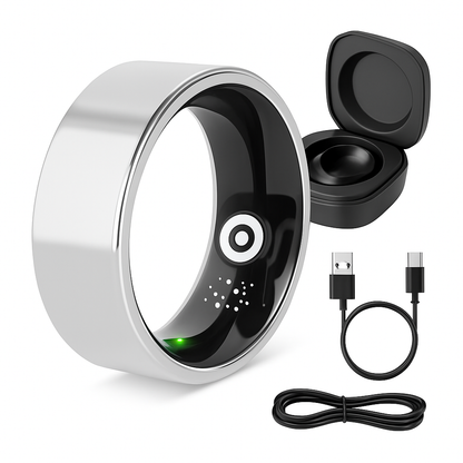Smart Ring Health Tracker Fitness/Sleep/Stress/HRV Tracker with Charging Case Magnetic Charging Cable for Women & Men Compatible with iOS & Android 7-
