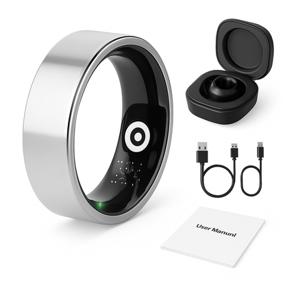 Smart Ring Health Tracker Fitness/Sleep/Stress/HRV Tracker with Charging Case Magnetic Charging Cable for Women & Men Compatible with iOS & Android 7-