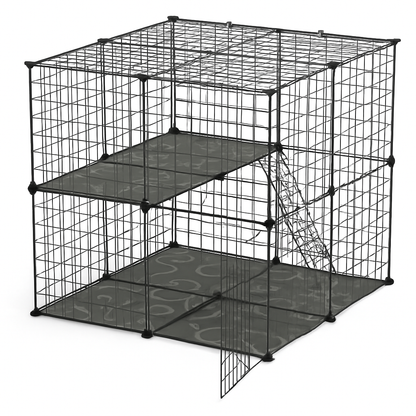 2-Tier Cat Cage Playpen with Ladder for Small Pets