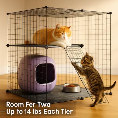 2-Tier Cat Cage Playpen with Ladder for Small Pets