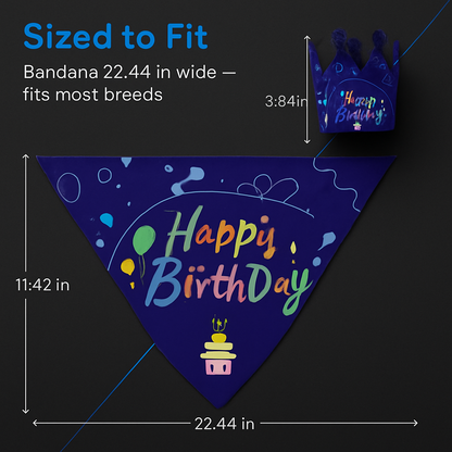 Dog Birthday Bandana Hat Set for Cute Pet Party