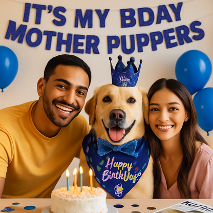 Dog Birthday Bandana Hat Set for Cute Pet Party