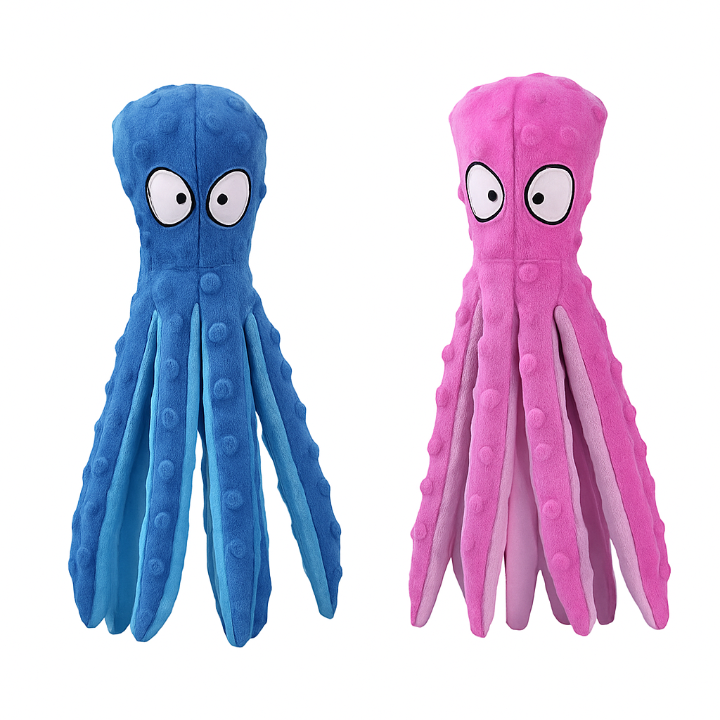 Squeaky Plush Octopus Dog Toy - No-Stuffing Chew Toy