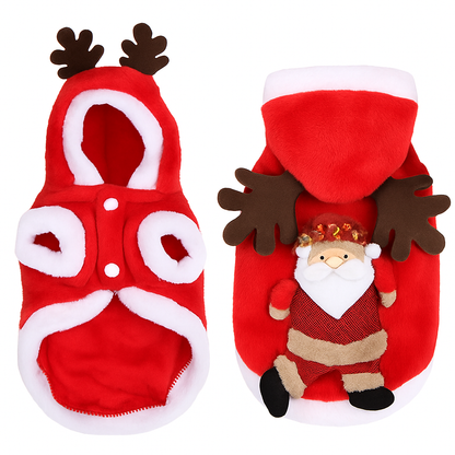 Pet Christmas Santa Claus Reindeer Antlers Costume