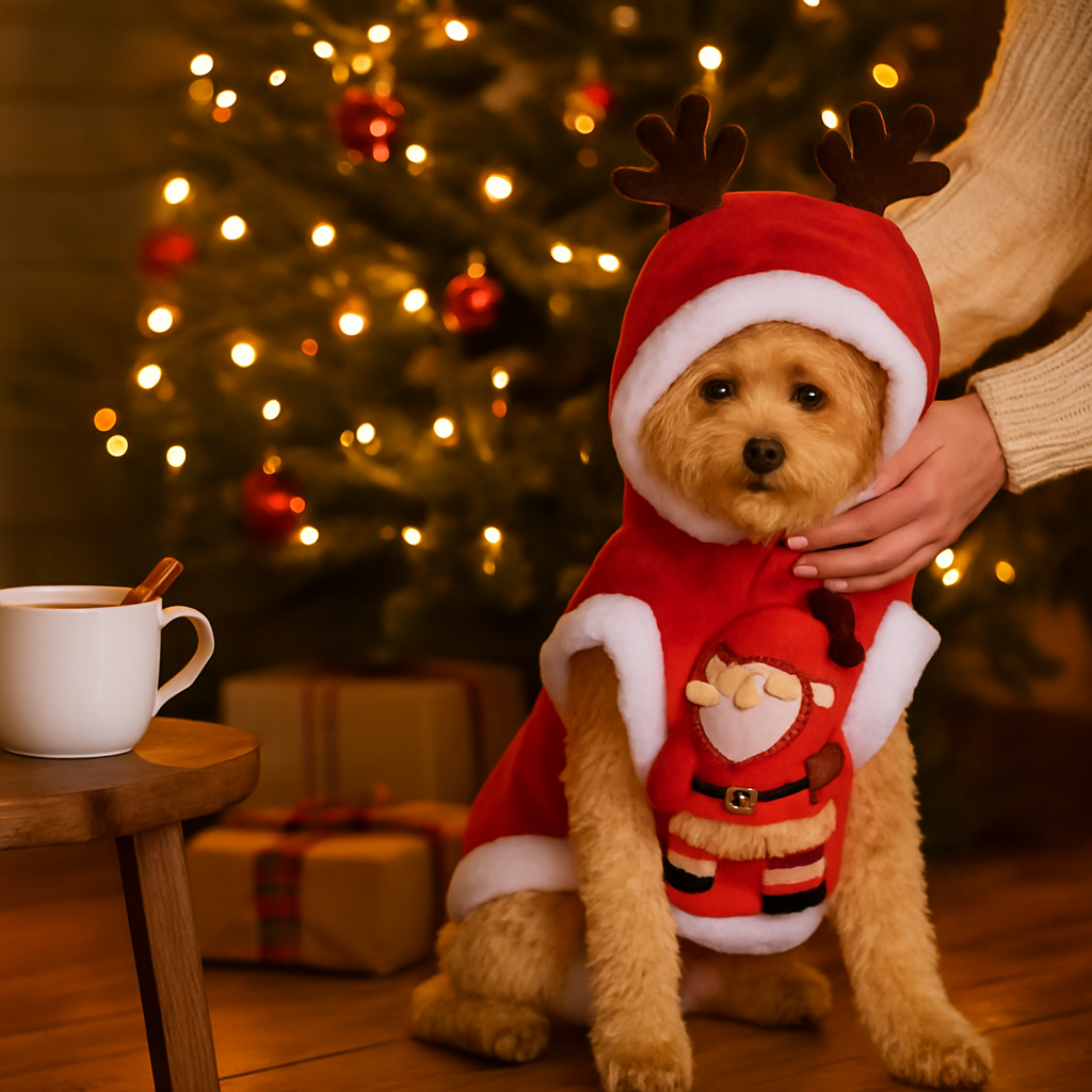 Pet Christmas Santa Claus Reindeer Antlers Costume