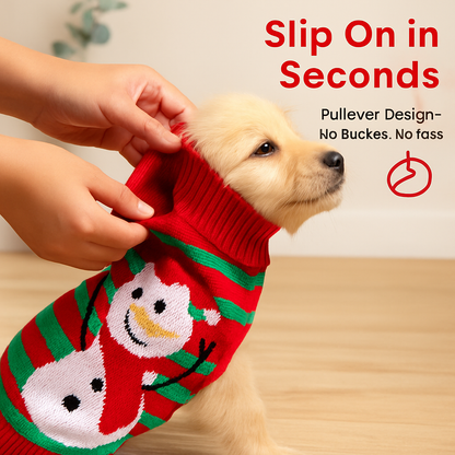 Pet Christmas Sweater Snowman pattern - Size L
