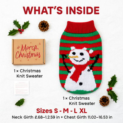 Pet Christmas Sweater Snowman pattern - Size L