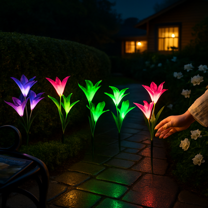 Lily Solar Garden Lights with Color-Changing LEDs