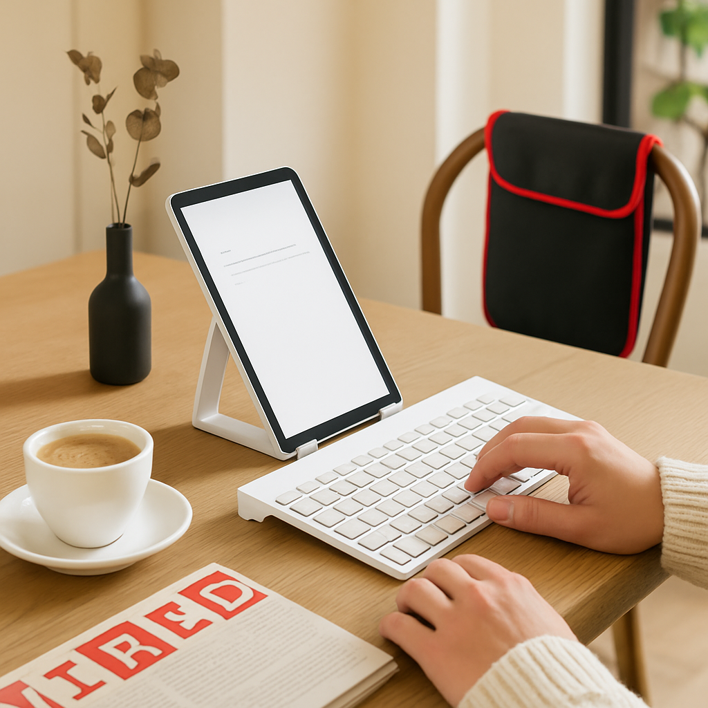 80-Key Mini Wired Keyboard with Tablet Stand
